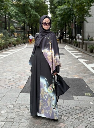 KimonArt Abaya/Sakura and Moon pattern