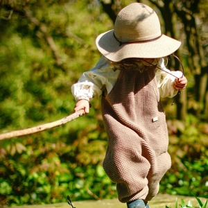 【予約】House of Dungarees / Organic Pullover Dungarees - Waffle - Sand