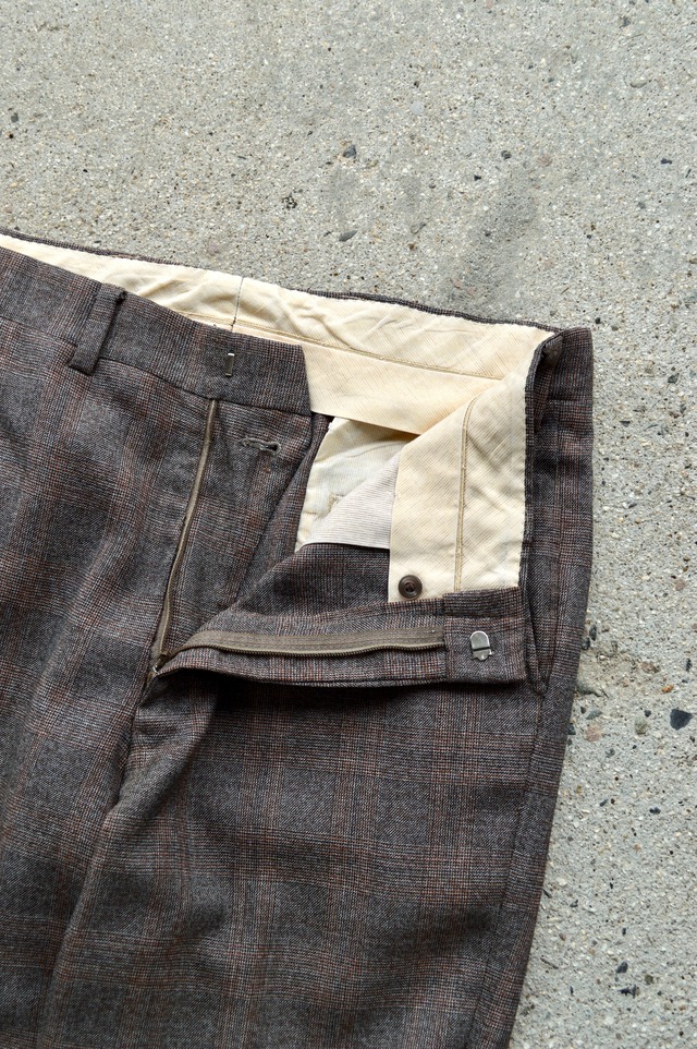 1970's Old Vintage Wool Flare Slacks Prince of Wales Check TALON ZiPPER オールドビンテージ 70s チェックウール フレアスラックス
