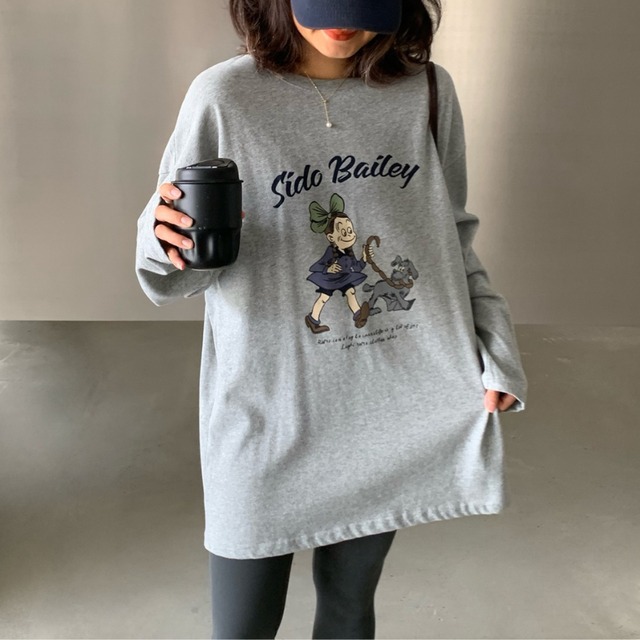 oversized print long sleeve t-shirt J00041