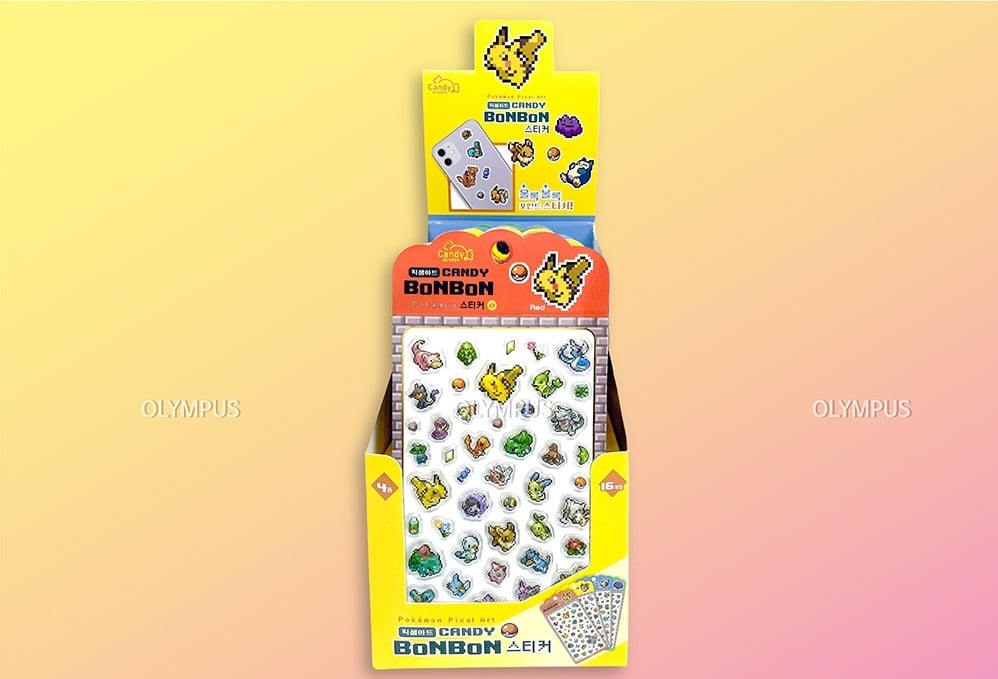 韓国限定 ポケモン】ピクセルアートキャンディボンボン立体シール (4枚