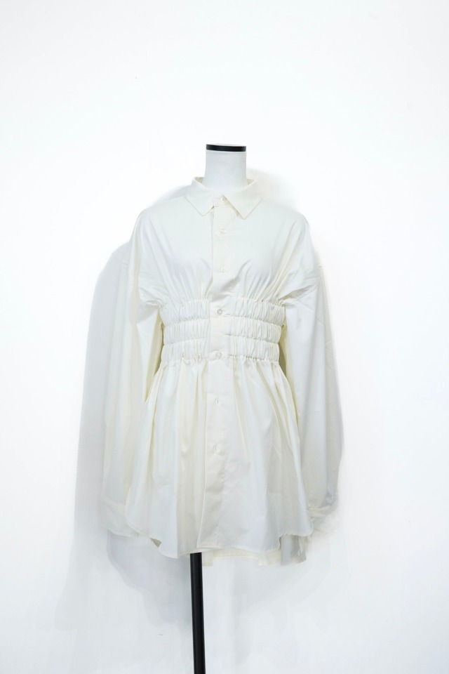 Nora Lily elle  /Waist Gathering Long Shirts-/ White
