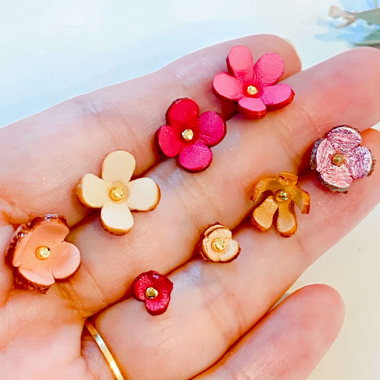 再入荷【人気アウトレット】３Dアソート小花ピン加工タイプ８個入り(ピンクカラー)5mm～10mm - 4