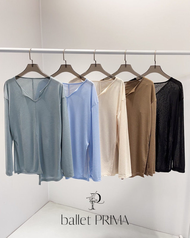 【お得なSET商品】Key Neck Slit Tops 5color P0129