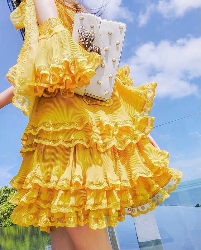 アトリエgg☆ノエルキャミワンピ18イエロー☆チェックateliergg黄色