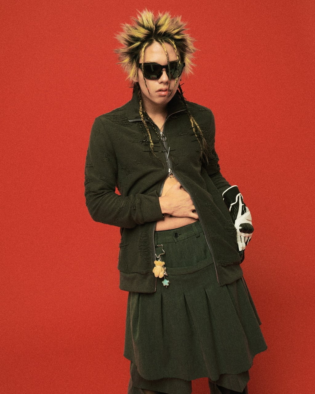 スリットレイヤードスラックス　BLACK