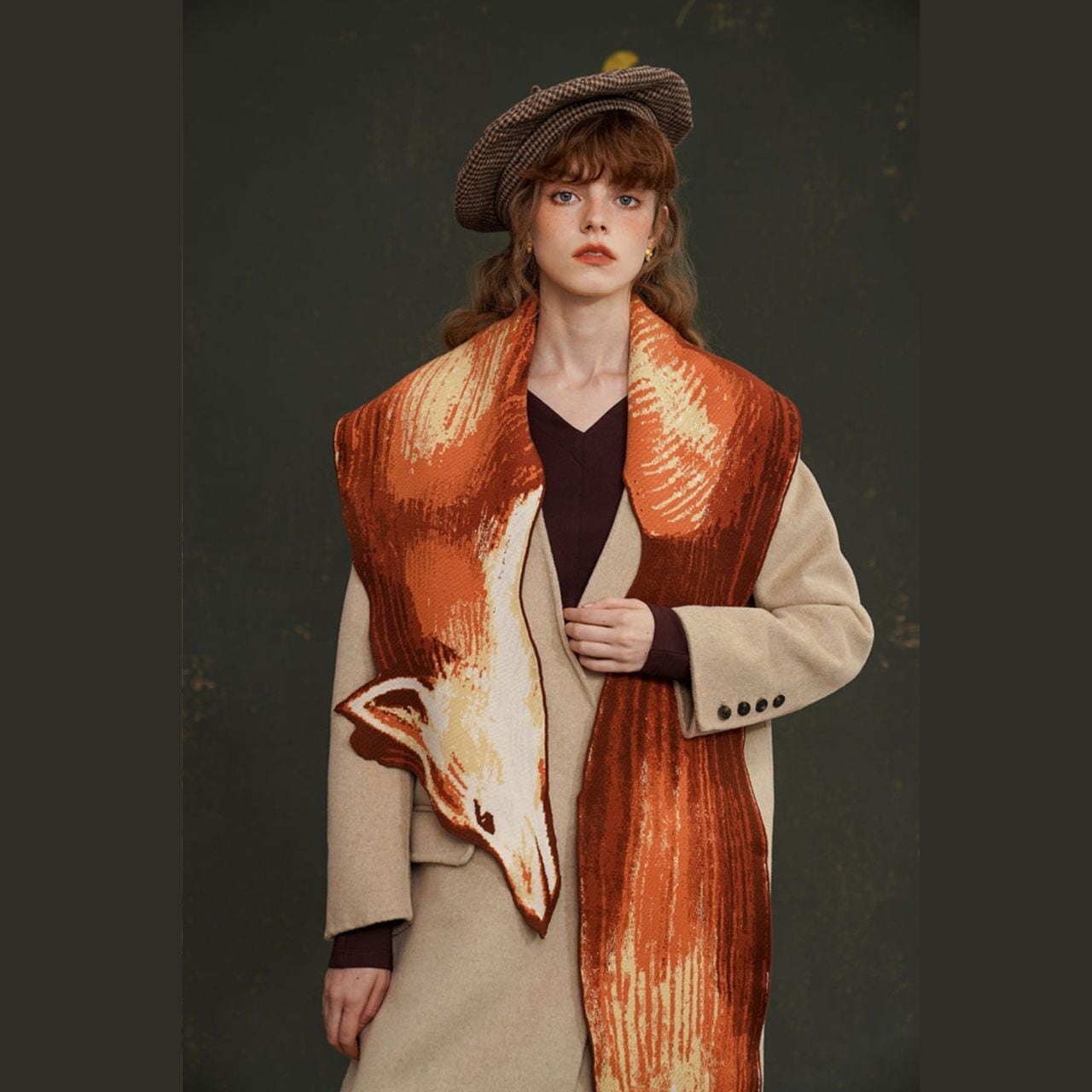 ピヌエ　トライカラーニットマフラー　レッド ピヌエ トライカラーニットマフラー レッド 新品【PINUE】トライ