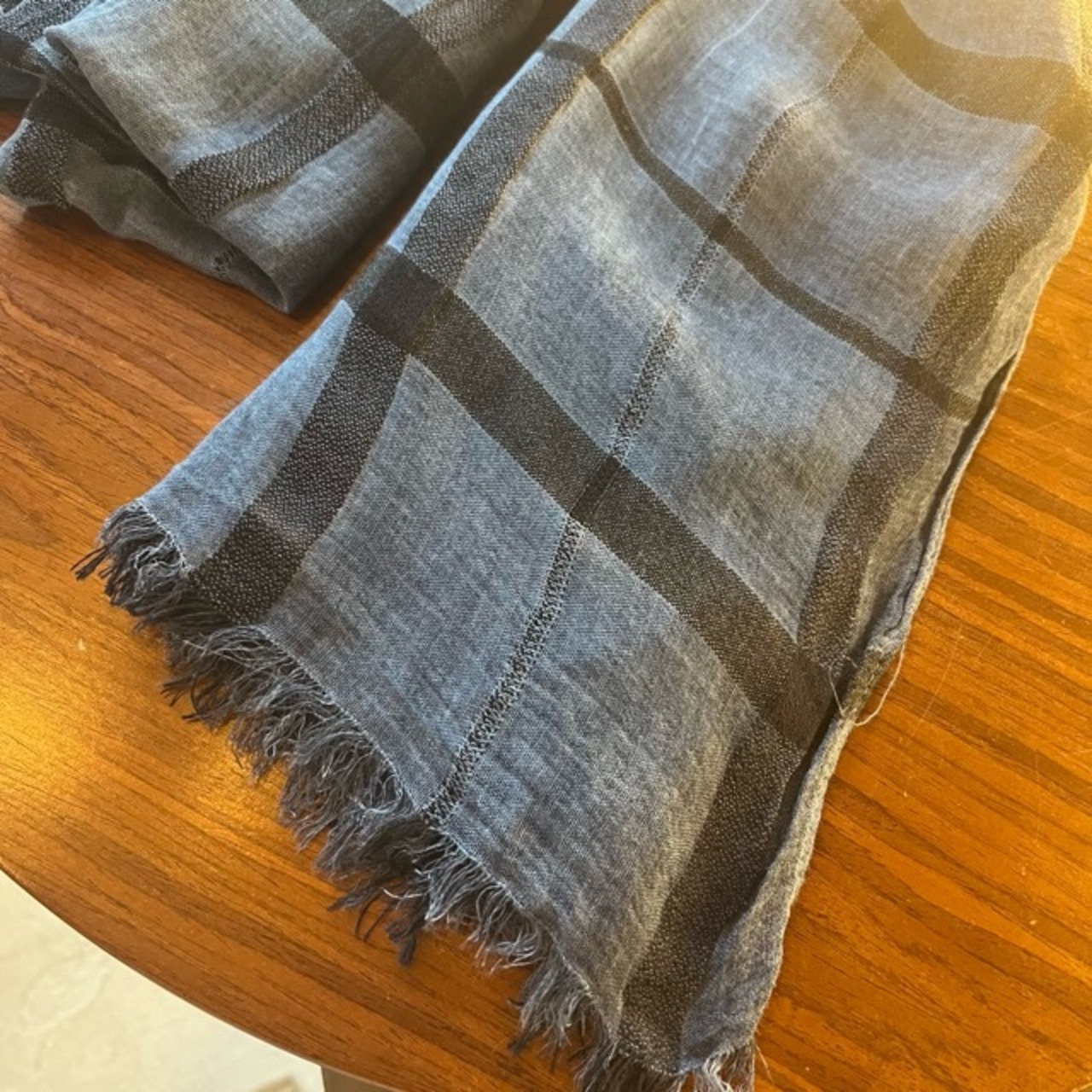 TOPANGA Accessory　Cotton & Linen Scarf　CHECK　Blue　コットン＆リネンスカーフ　チェック　ブルー　scarf　スカーフ　
