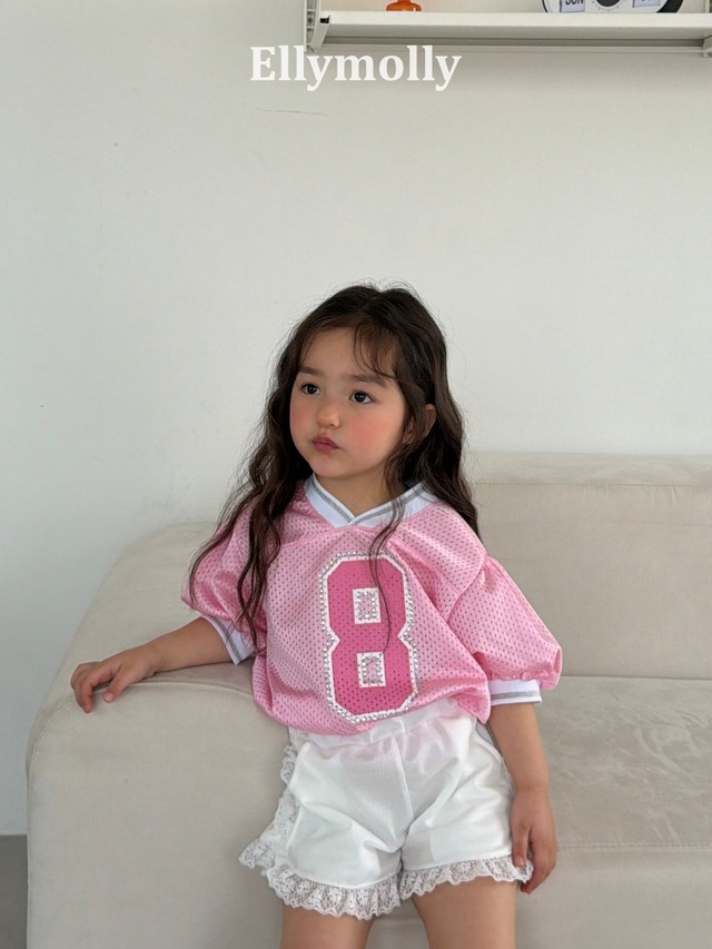 【取寄】elly molly｜mesh puff v-neck tee｜メッシュパフVネックT｜5-19｜kids&jr｜26 summer