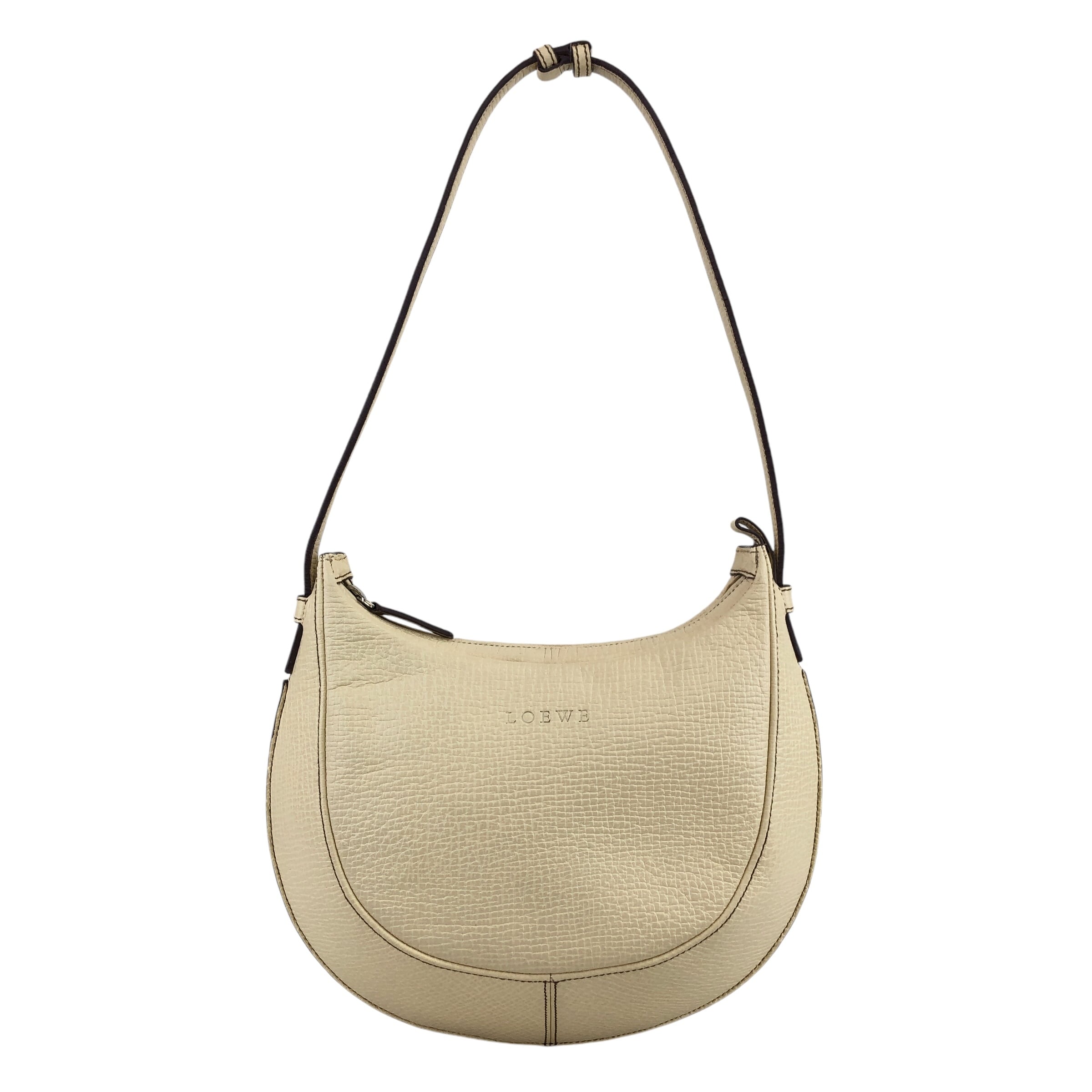 LOEWE ロエベ ショルダーバッグ アイボリー ロゴ 型押しレザー