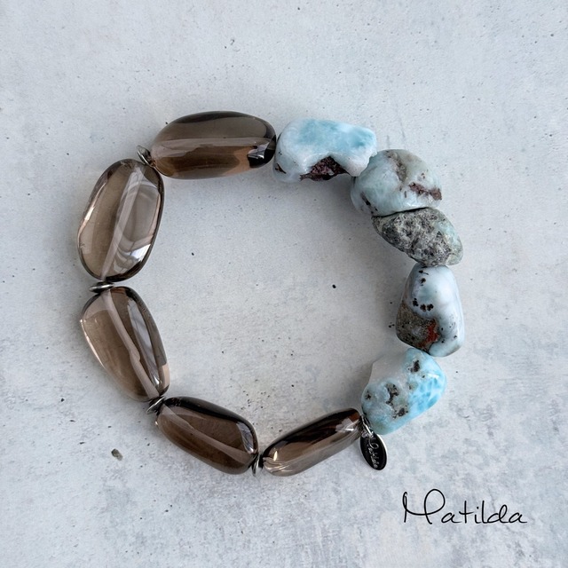 bicolor bracelet（ラリマー×スモーキークォーツ）
