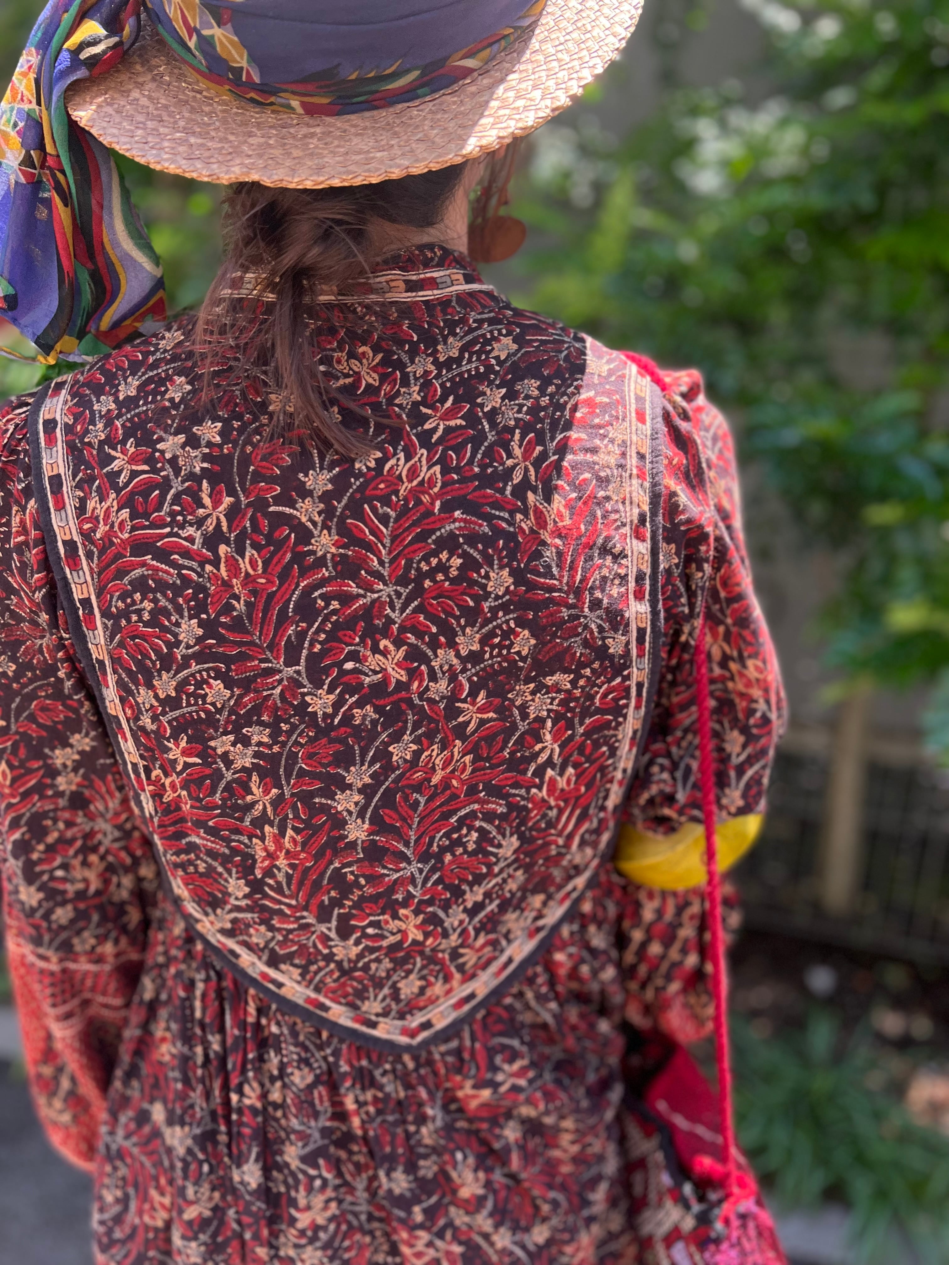 70s indian cotton brown dress ( ヴィンテージ インドコットン 70s indian cotton brown dress ( ヴィンテージ インドコットン
