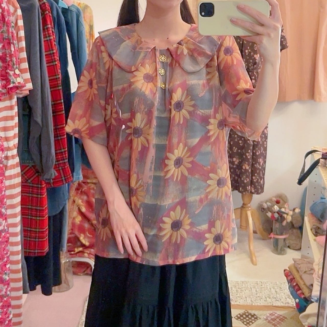 sunflower sheer blouse