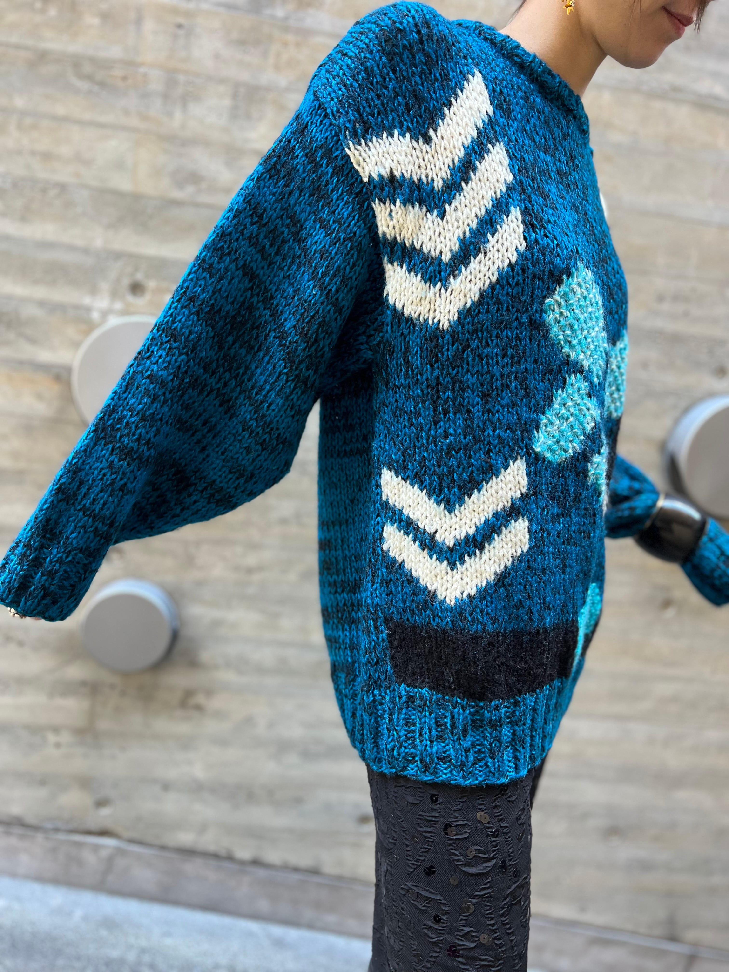80s handmade floral wool knit tops ( ヴィンテージ 80s handmade floral wool knit tops ( ヴィンテージ