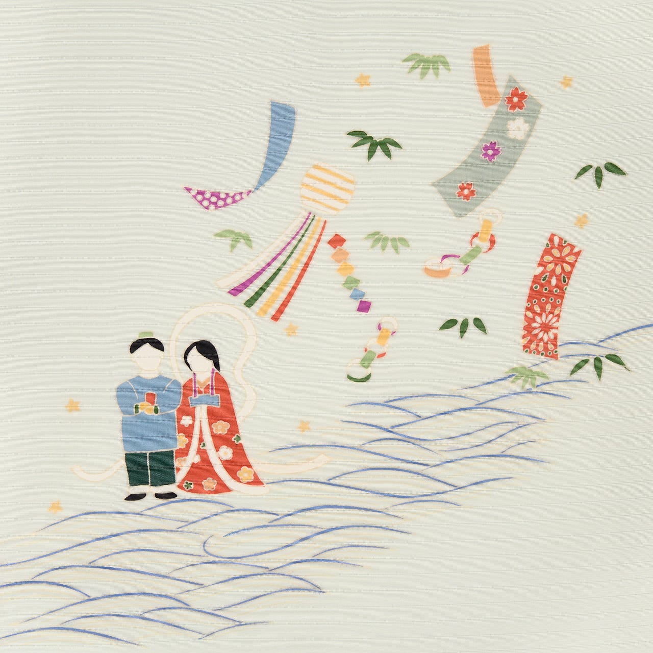 七夕の模様 手描友禅 絽塩瀬名古屋帯【未着用品】 | かわの屋