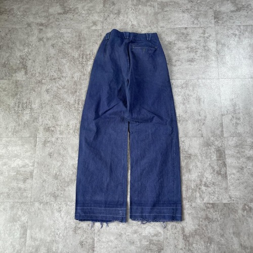 40-50s フレンチワーク Metis リネン インディゴ ブルー パンツ 詳細写真3