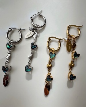 abalone shell heart pierce/earring