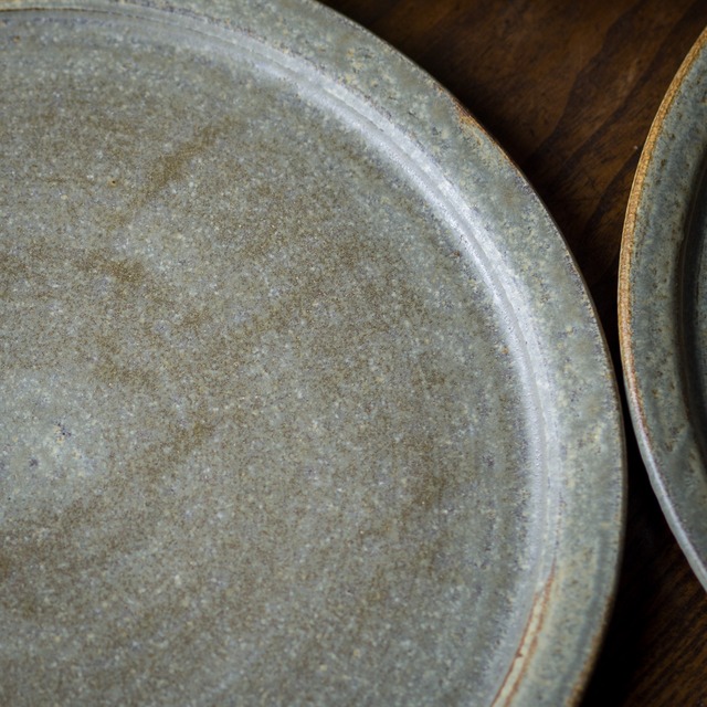 錆浅葱 8寸リムプレート（フラットプレート・大皿・平皿）／吉永哲子