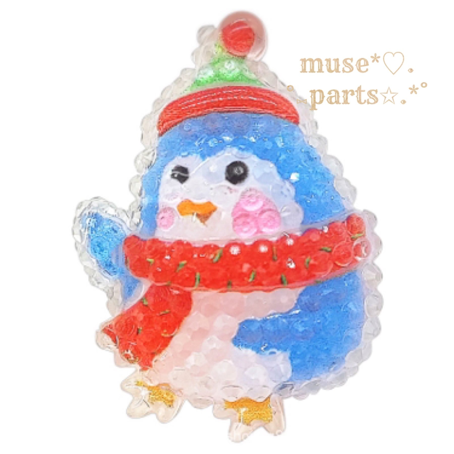 4個ペンギン/ステッキ/クリスマスツリー/ベル/手袋/サンタクロース