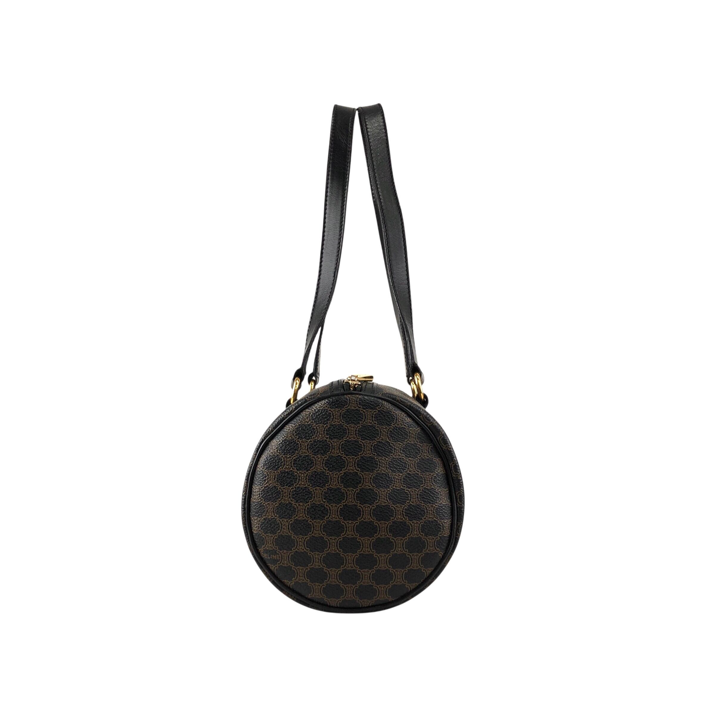 CELINE マカダム柄 ハンドバッグ ブラック CELINE セリーヌ マカダム柄 ハンドバッグ ブラック ブラゾン型押し