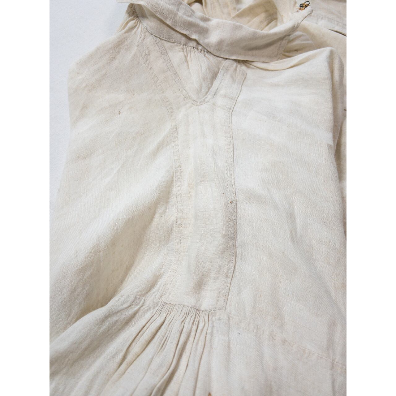 【1880s】French Antique White Linen Biaude 1880-1900s,Special】