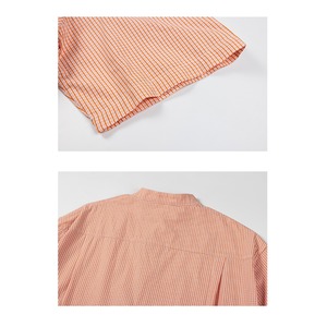 Gingham check stand collar shirt 0596