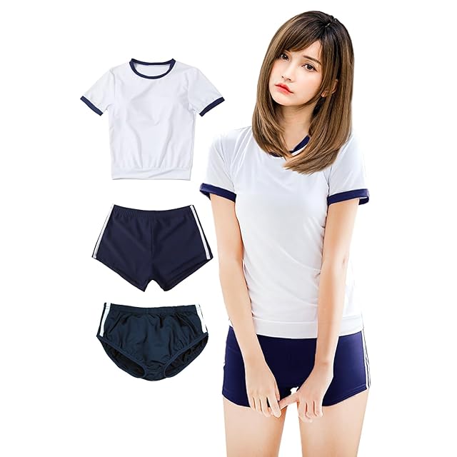 SORAmood] 体操服 ブルマ コスプレ 短パン 2タイプ3点セット 体操着 S