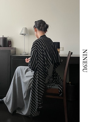 stripe long-side oversize cardigan【NINE9660】