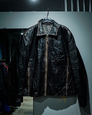 【add (C) vintage】"Angelo Litrico" Piping × Stitch Zip Up Leather Motorcycle Jacket