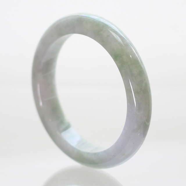 【内径 56.4mm】ラベンダーバングル lavender/marble A貨翡翠 jd_bg1305