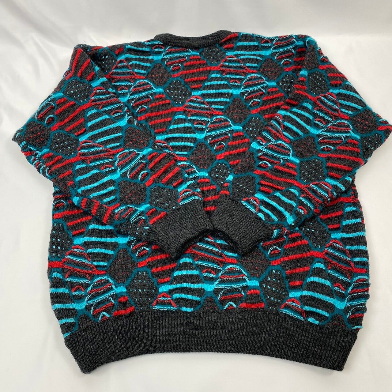 美品 希少デザイン】 90s COOGI knit クージーニット 立体3D編み総柄