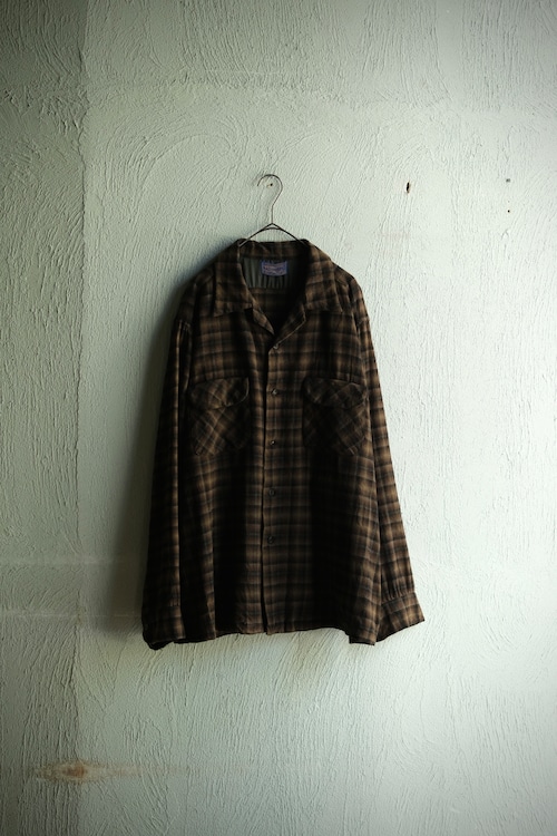 Utah／50's "PENDLETON" ombre check wool shirt