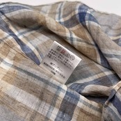 麻100% ANGLAIS アングレー チェック柄 半袖 リネンシャツ サイズ LL /メンズ/ワイドカラー