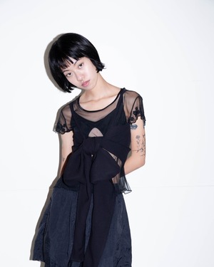 1980s SONIA RYKIEL - ribbon bustier