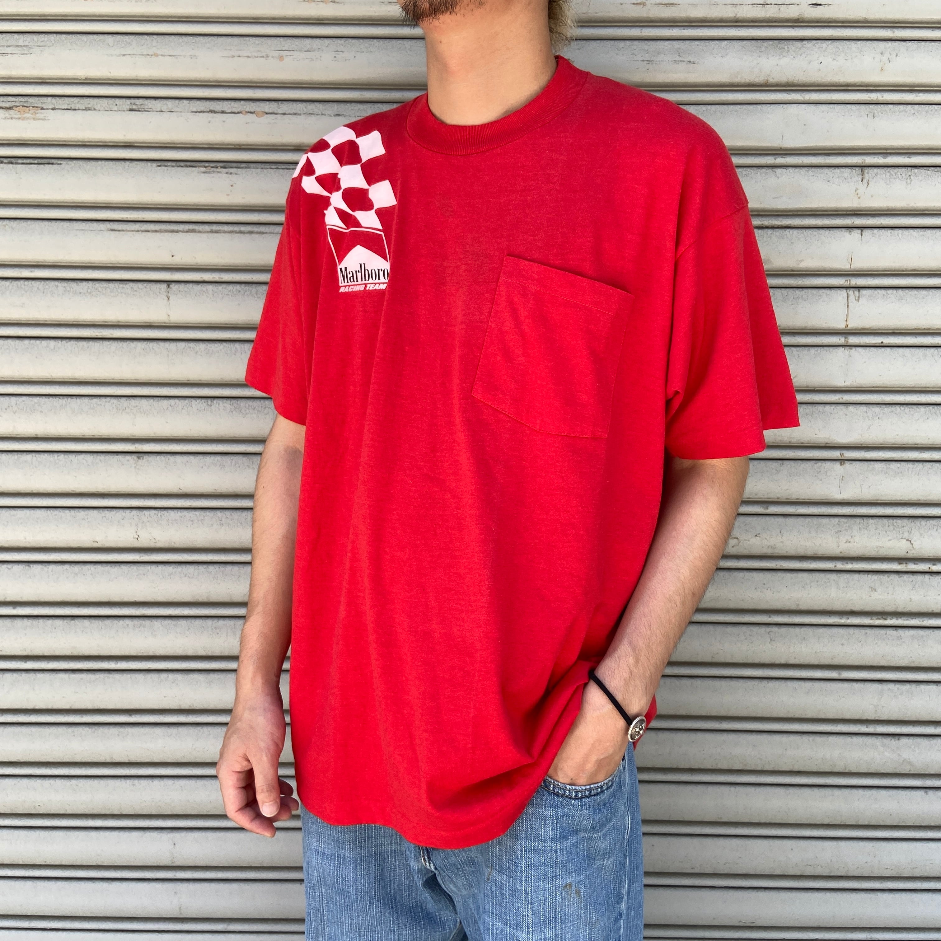 90s Marlboro ポケットTシャツ マルボロレーシング 赤 XL | 古着屋 Uan