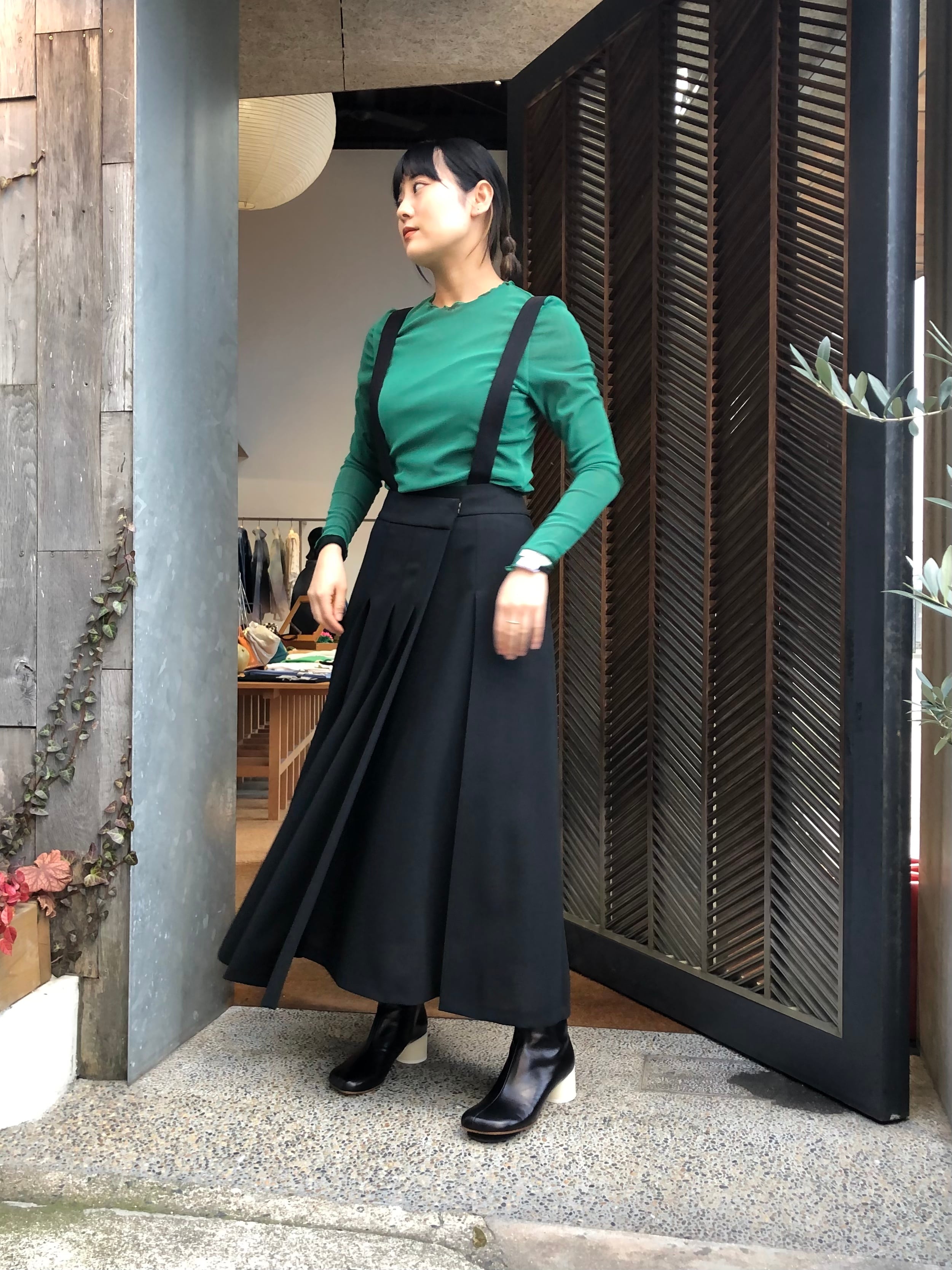 ENFOLD ストレッチタフタ ベビードールブリーツSKIRT