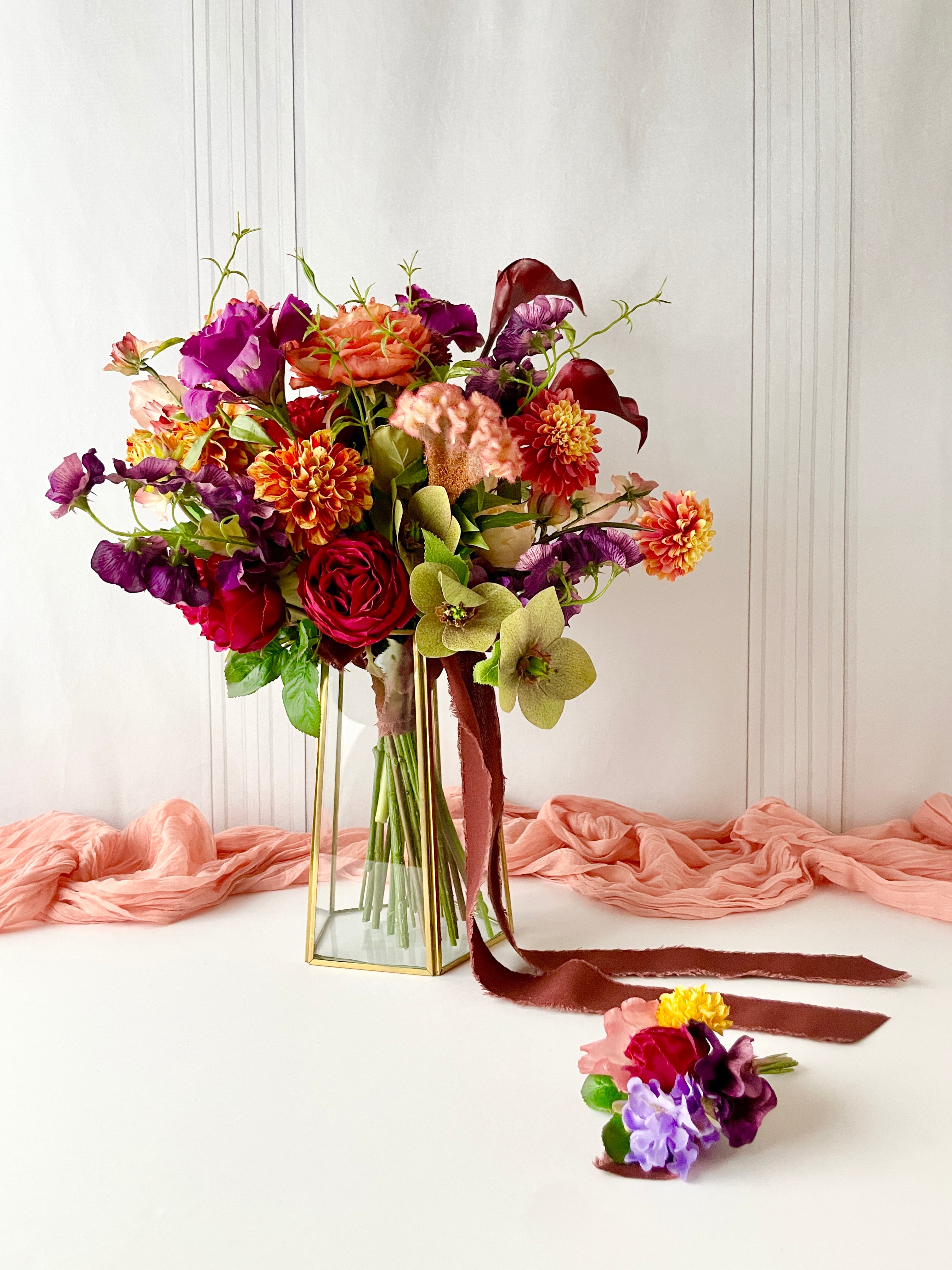 専用】No.2160 ウェディングブーケ ブートニア 前撮りクラッチブーケ