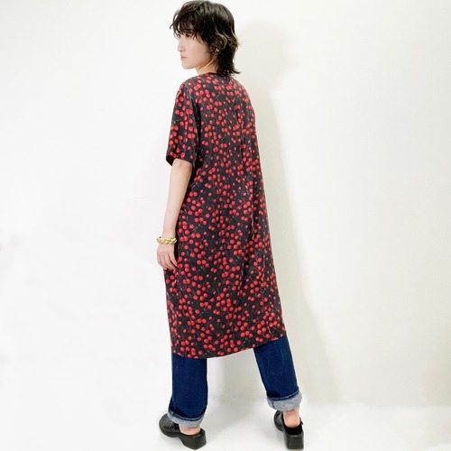 Vintage Cherry Pattern Silk Dress