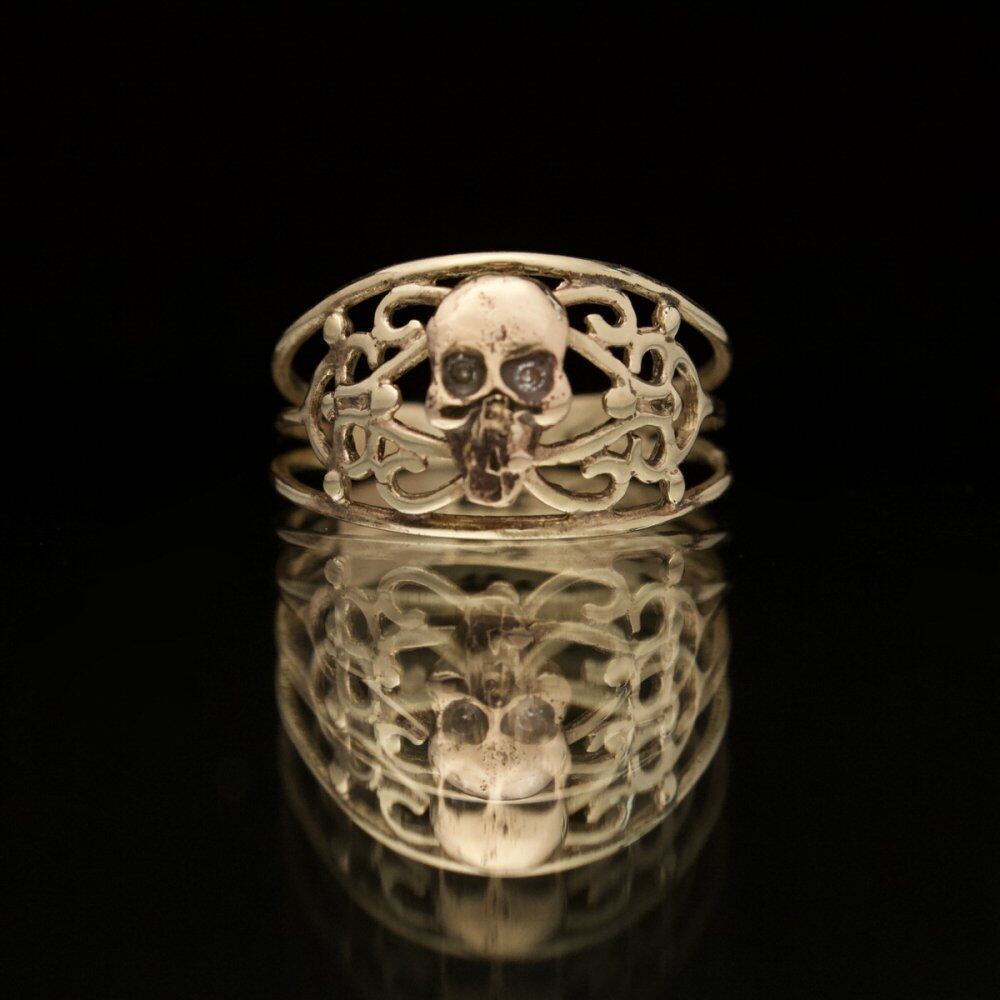 Antique Memento Mori Skull Signet Ring [Victorian Antique] [9ct