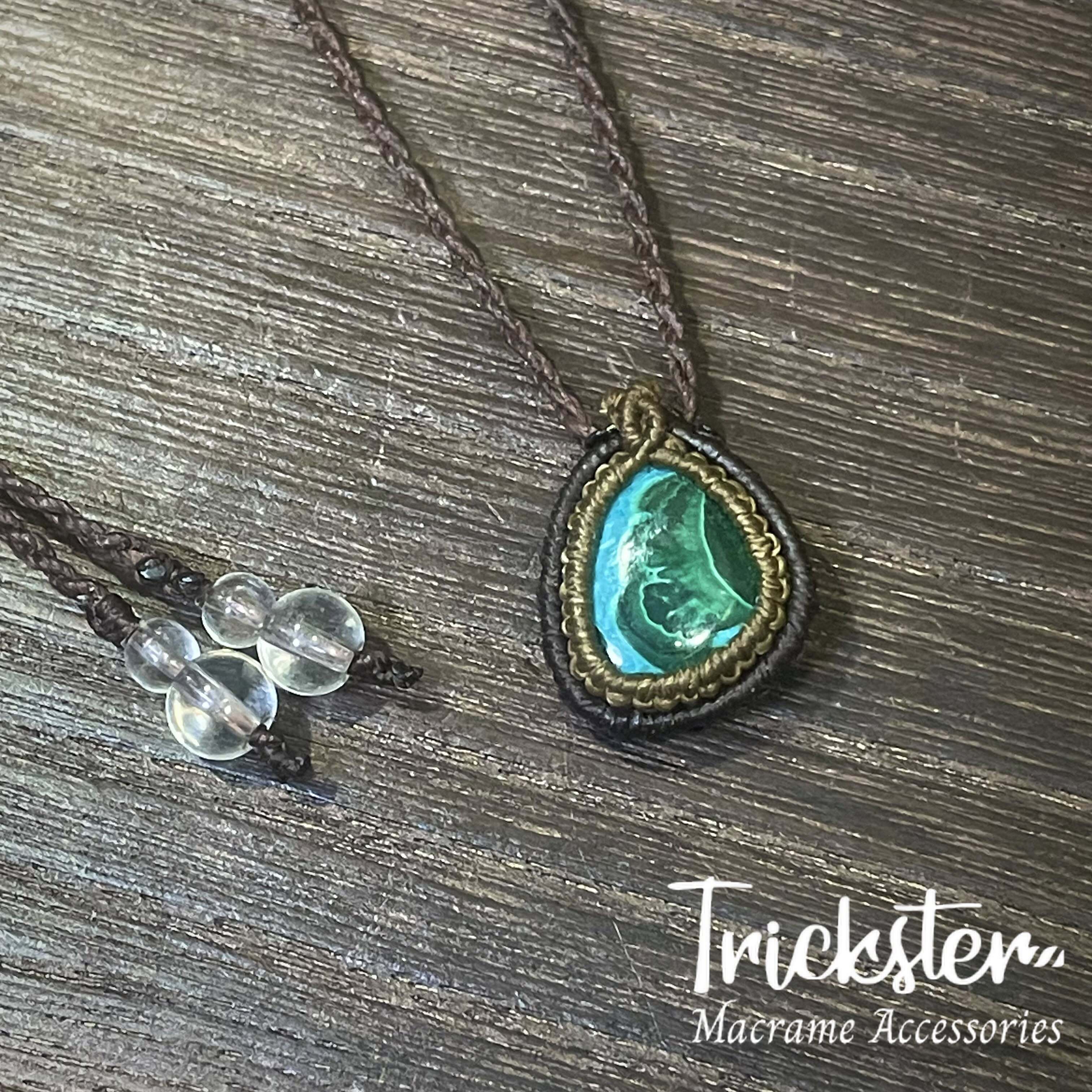 クリソコラマラカイト マクラメペンダント T246 | Trickster マクラメ