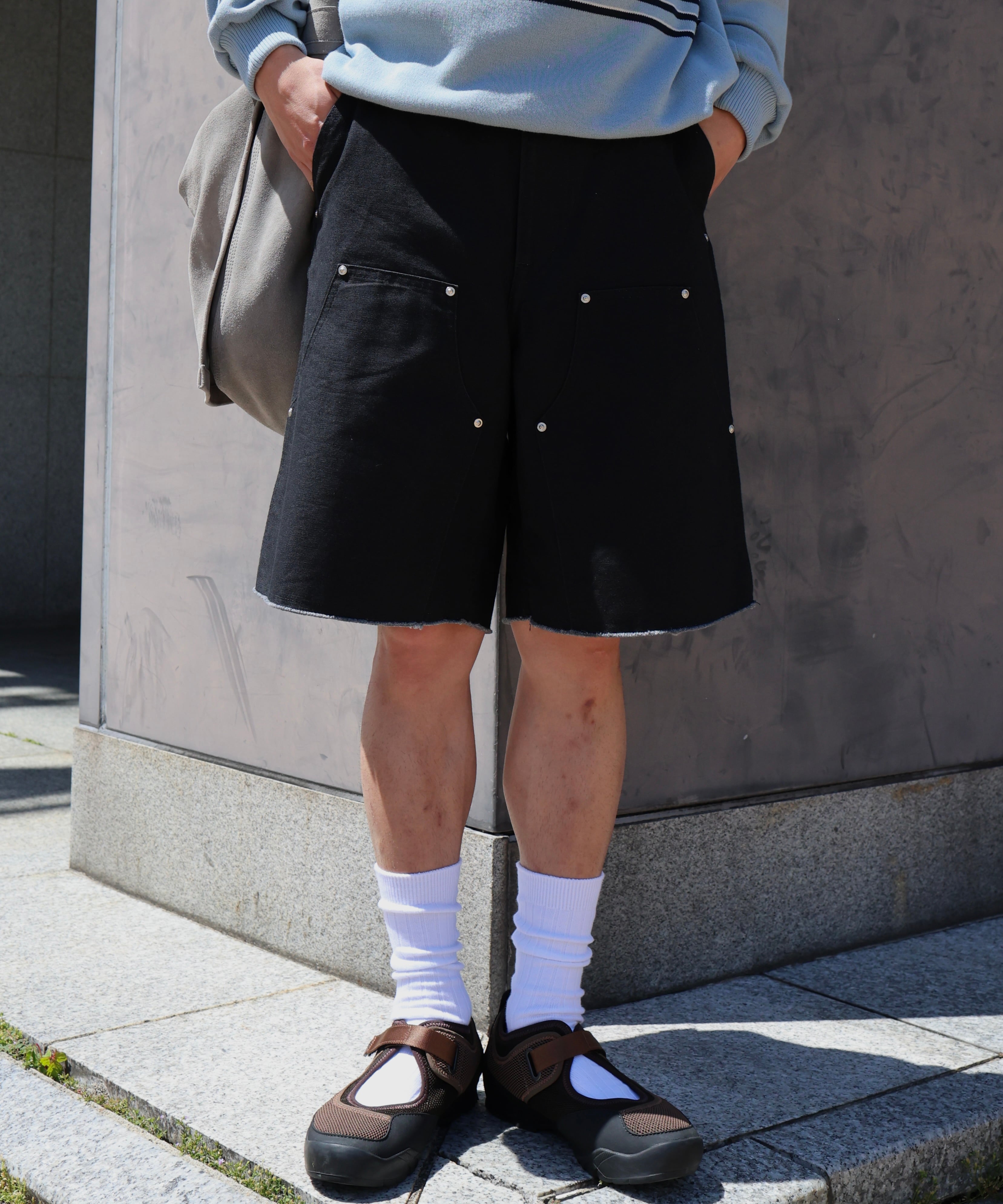 UNUSED / UW1191 DOUBLE KNEE DUCK SHORTS (BLACK) | AfterSchool