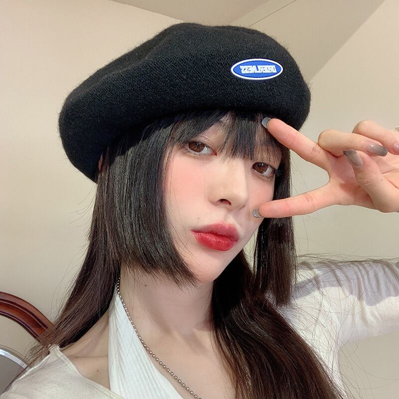 スプリングオータムブラックニットウィンターレッド 帽子 春物 秋物 冬物 ベレット ヘアアクセサリー ブラック・アイド・ピーズ73394805251