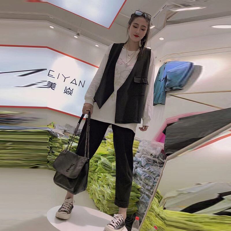 ベストベストと肥料で女性のネットレッドヒョナスタイルとサイズの女性のファットmmbfスタイルのノースリーブジャケットチョッキの潮を増やす ミックスインファッション1879613034