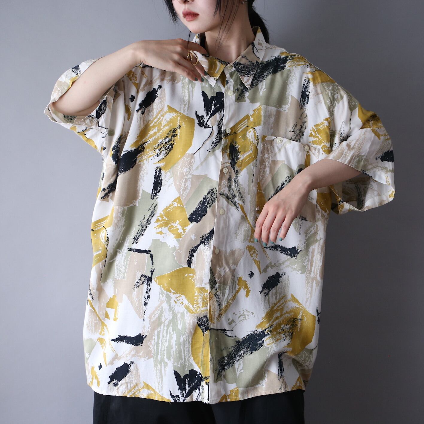 good color abstract painting pattern super over silhouette h/s shirt