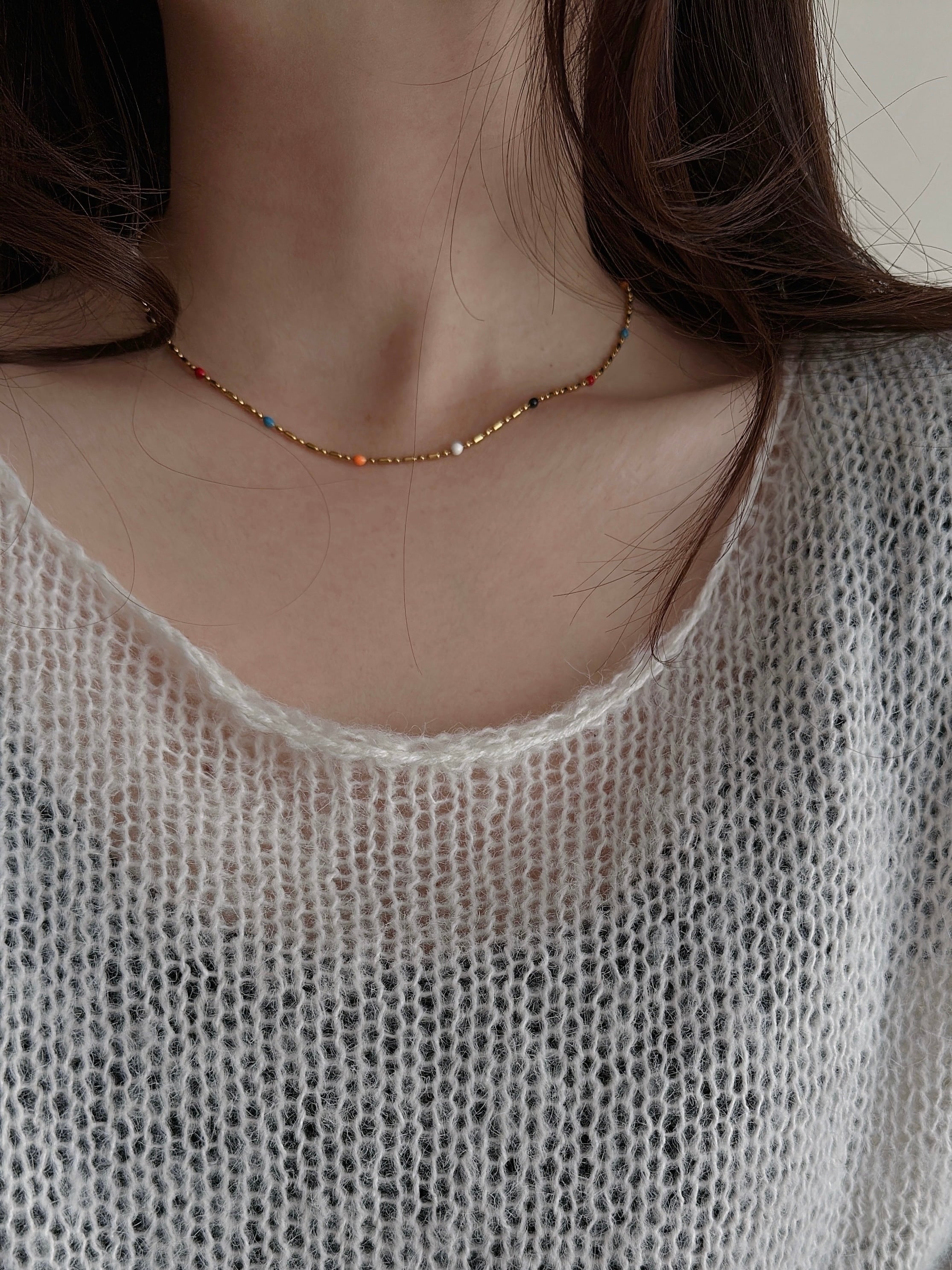 エレガントなビーズネックレス SS マグネットスライドランダムビーズネックレス | none