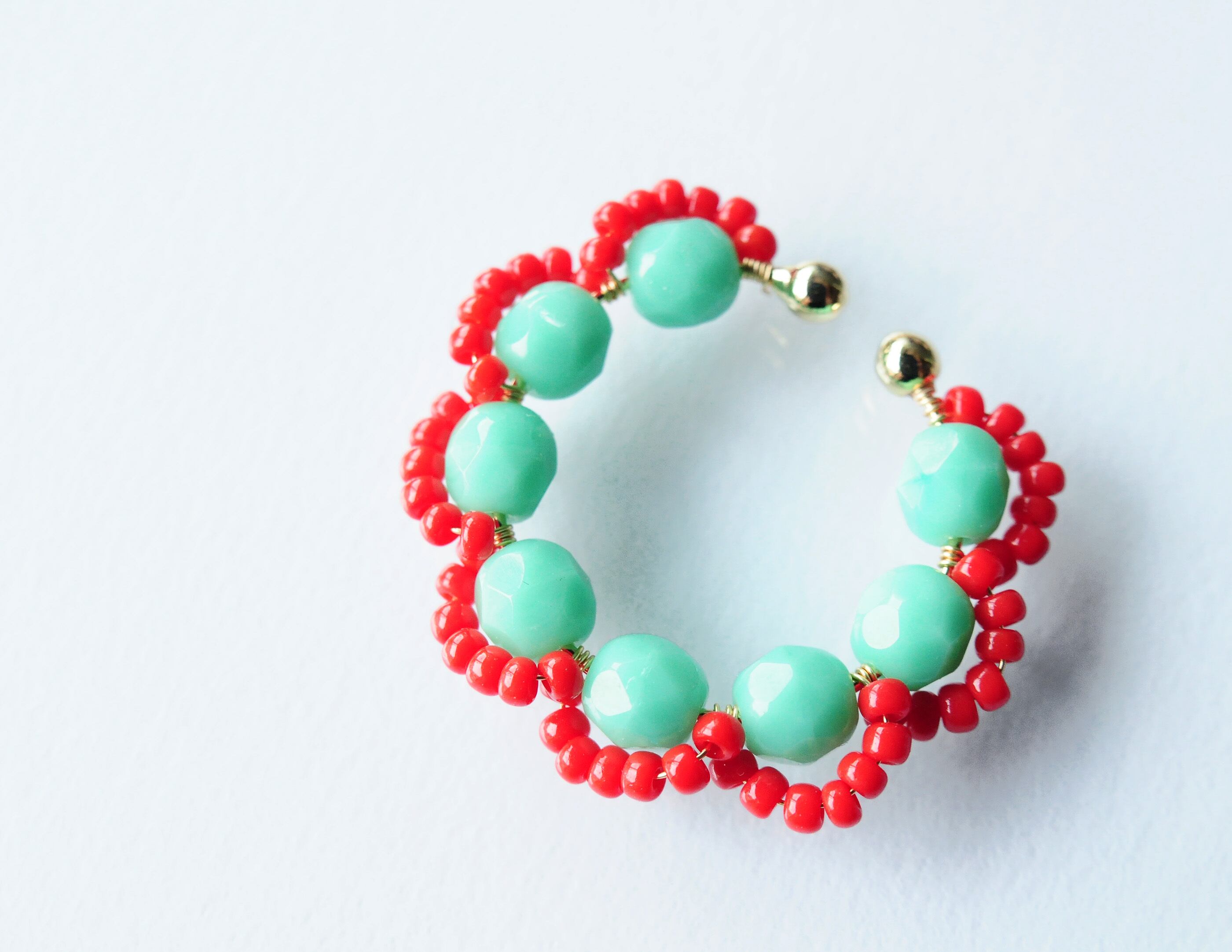 ＜Rollo～イロヅクビジュー～＞イヤーカフ『 Mint × Apple 』