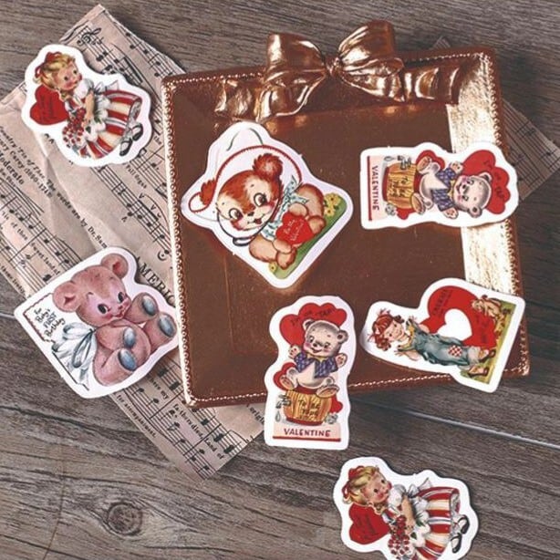 動物系シール 海外 レトロアニマル ビンテージ かわいいうさぎの