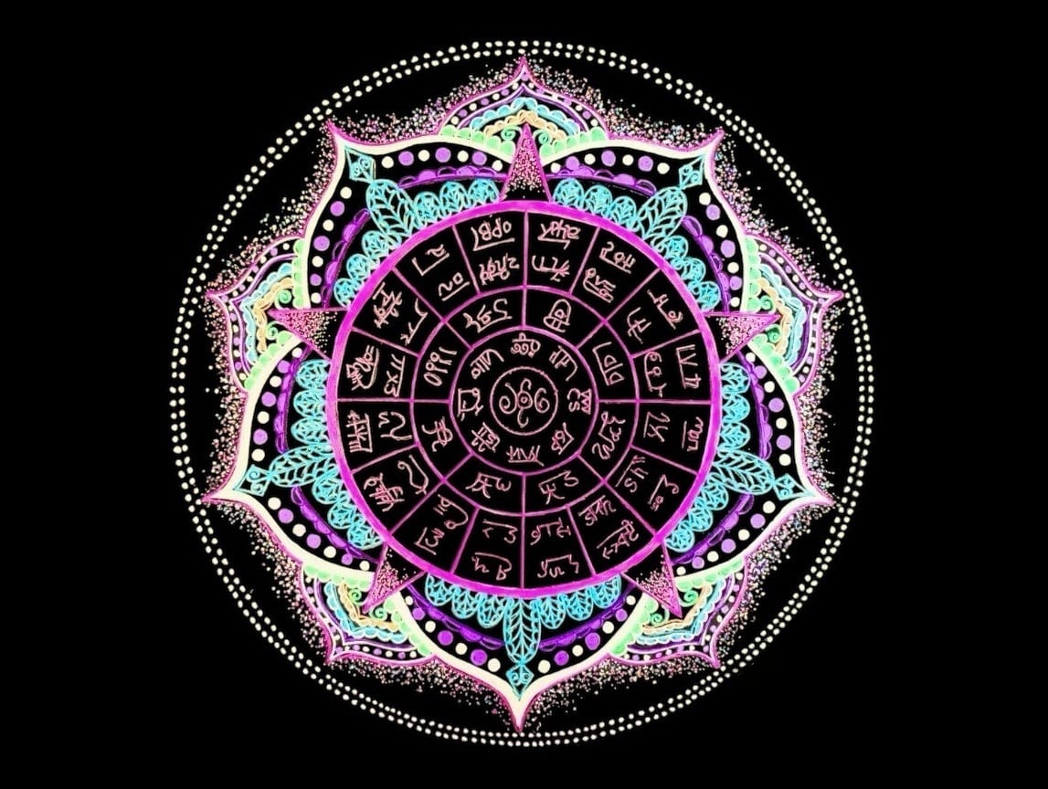 Sacred Mandala Art 龍体文字フトマニ図曼荼羅 プリントアート