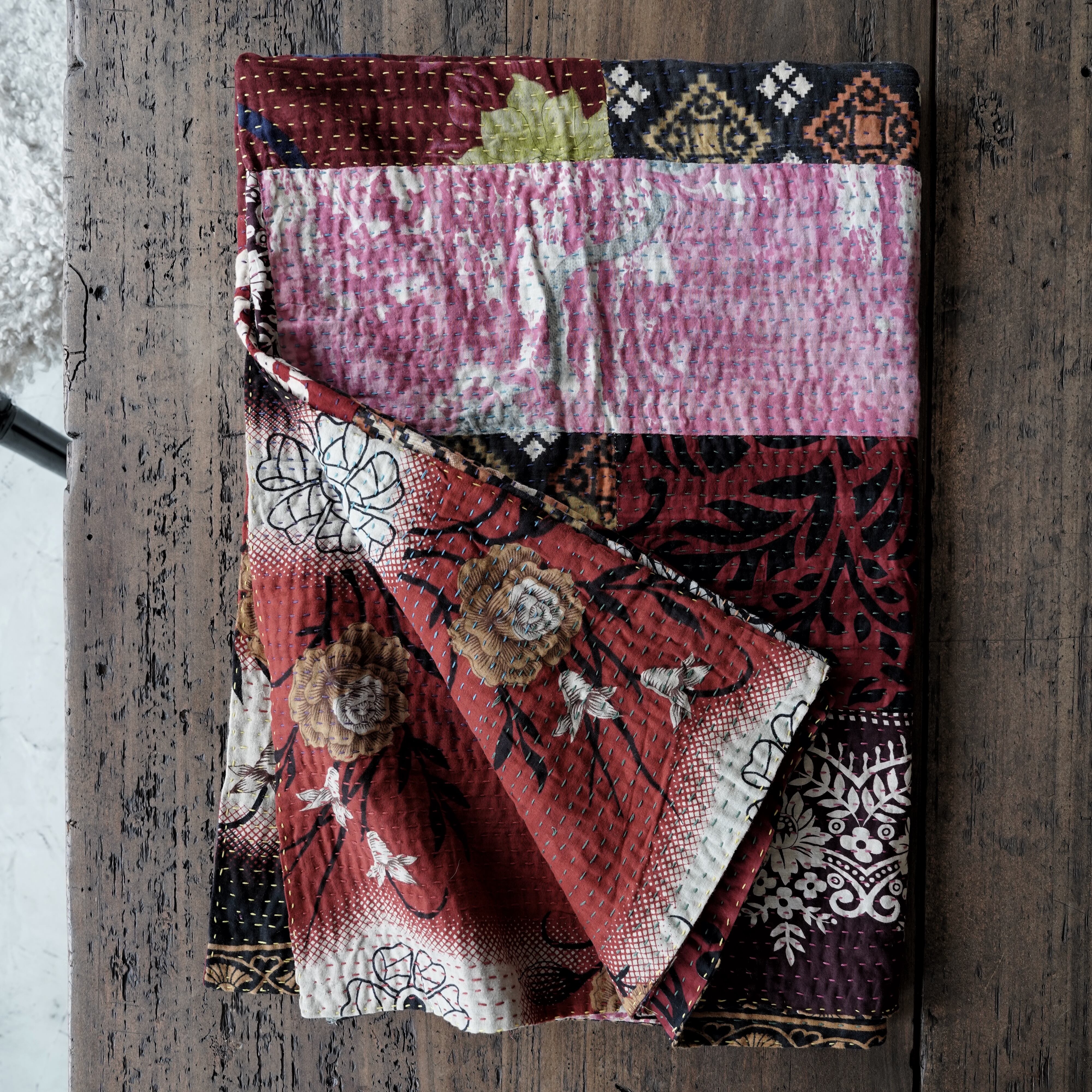 リサイクルサリーパッチワークマルチカバー(シングルサイズ)/People Tree