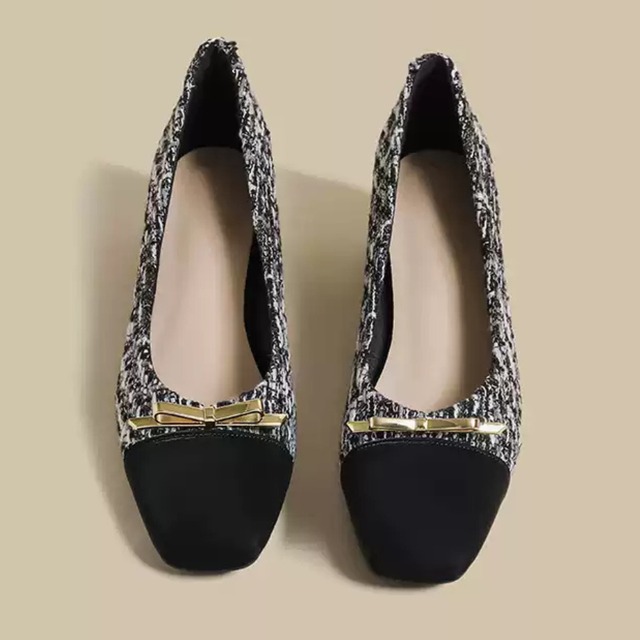 ステッチデザイン フラットパンプス